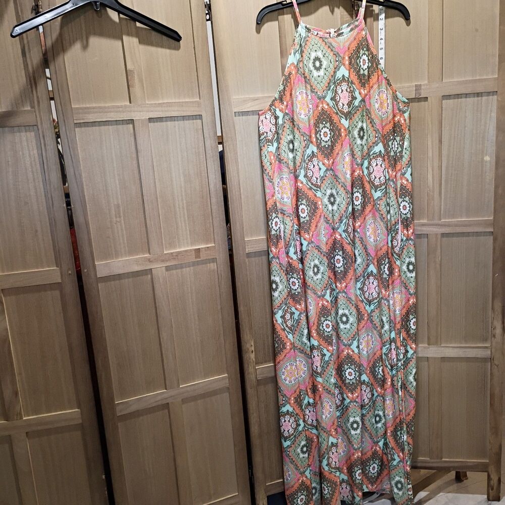Cato patchwork halter top maxi dress large